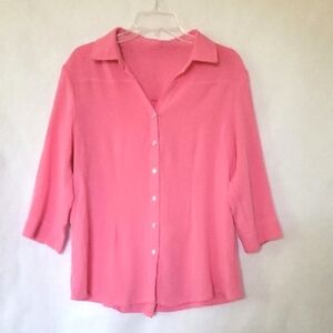Fridaze Linen Redefined Pink Button Front and Back Top - Size Large